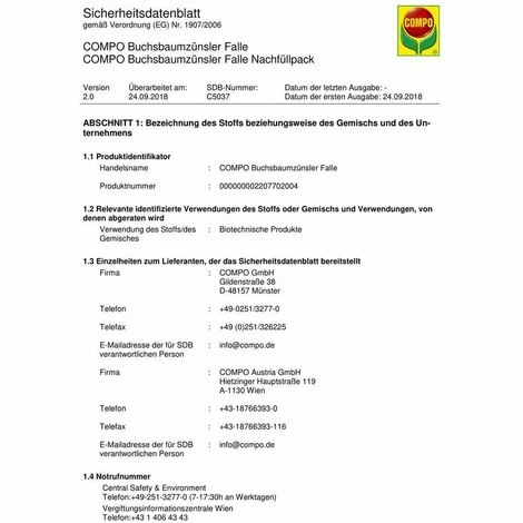 6x COMPO Bio Buchsbaumzünslerfalle Nachfüller 3er, Insektizidfrei, für 180m² 6x COMPO Bio Buchsbaumzünslerfalle Nachfüller 3er, Insektizidfrei, Für 180m² -COMPO Shop 25811482 4