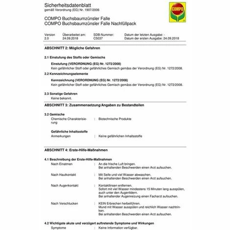 6x COMPO Bio Buchsbaumzünslerfalle Nachfüller 3er, Insektizidfrei, für 180m² 6x COMPO Bio Buchsbaumzünslerfalle Nachfüller 3er, Insektizidfrei, Für 180m² -COMPO Shop 25811482 5
