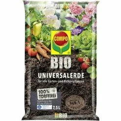 COMPO BIO Universalerde Pflanzenerde Blumenerde, Torffrei, 7,5 Liter, 1122498004