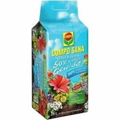 COMPO SANA Qualitäts Blumenerde Mit 12 Wochen Dünger, 50% Weniger Gewicht, Kultursubstrat, 25 Liter, 2220014004