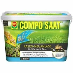 COMPO SAAT Rasen-Neuanlage Mix Rasensaat Rasensamen Saat Dünger 2,2 Kg 100 Qm
