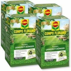 Langzeit Rasendünger COMPO FLORANID Rasen Langzeit-Dünger 4x3 Kg